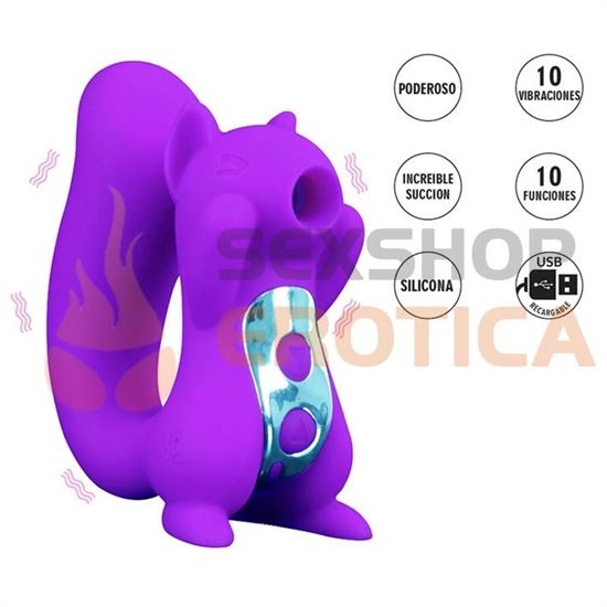 Ursa succionador de clitoris con forma de ardilla, vibracion y carga USB